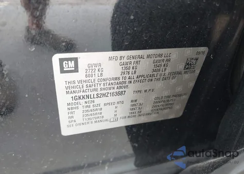 2017 GMC Acadia Sle-2 from USA, damaged, VIN 1GKKNLLS2HZ163687